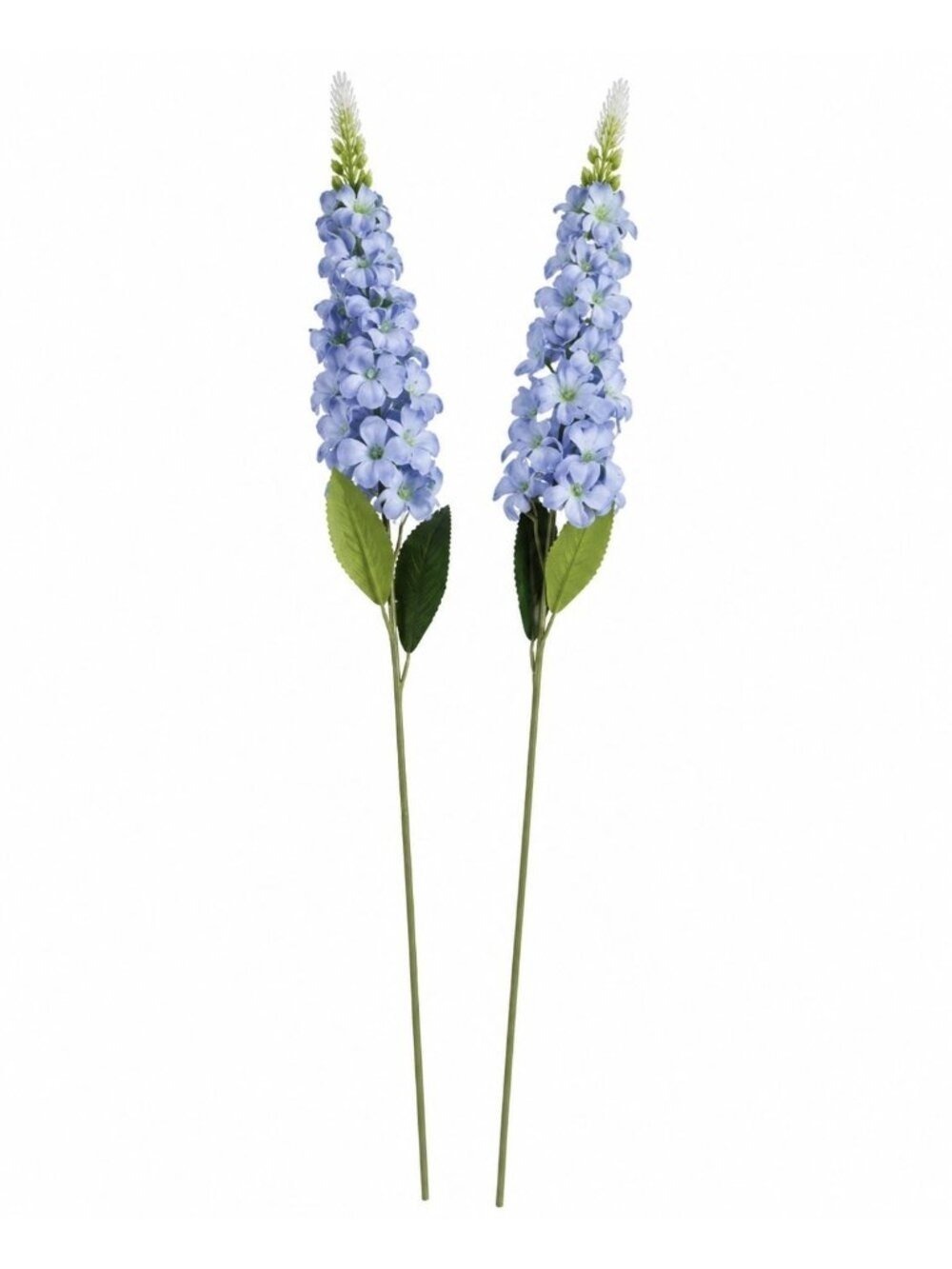 Light Blue Snapdragon Stems Set of 2 Artificial Larkspur Spike Flowers 26 Inch